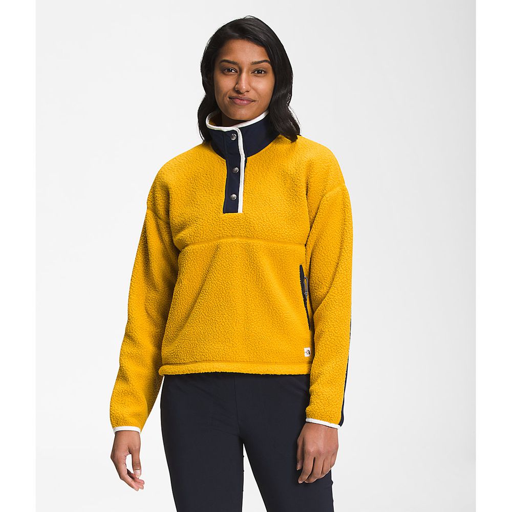 The North Face Fleece Jacket Womens Australia - The North Face Cragmont ¼ Snap Yellow / Navy (IGD-24